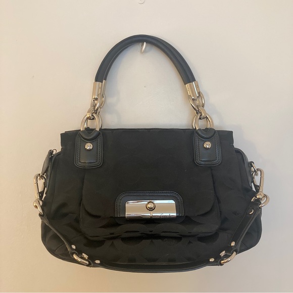 COACH Kirstin Opa satin satchel bag in black - Picture 1 of 6
